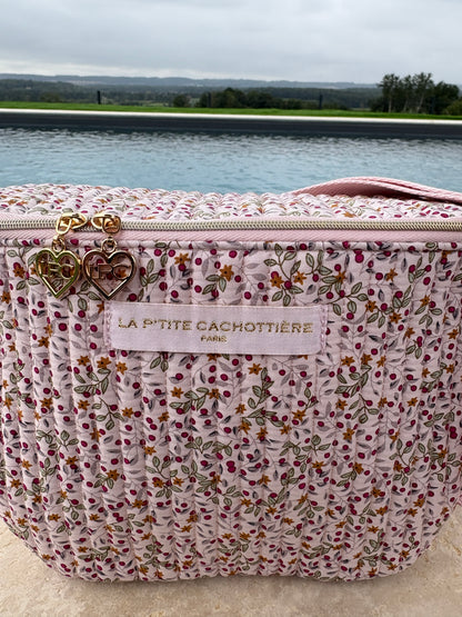 Sac banane en coton matelassé liberty baies rose crème  « La Ptite cachottière »