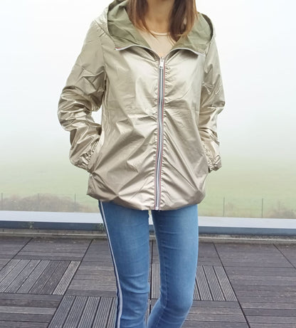 Melya Melody - Manteau court imperméable kaki réversible doré - Curvy