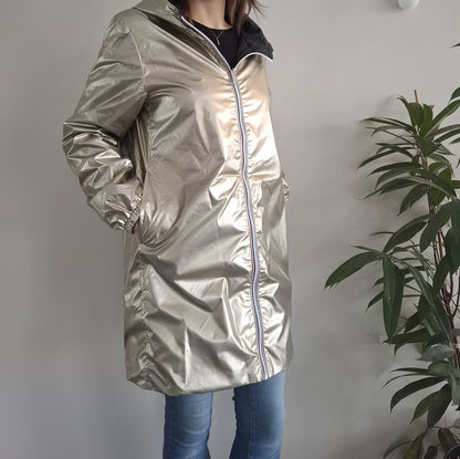 Melya Melody - Manteau léger long réversible imperméable noir doré