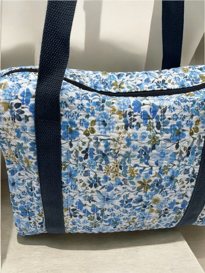 Sac week end voyage coton matelassé liberty bleu foncé