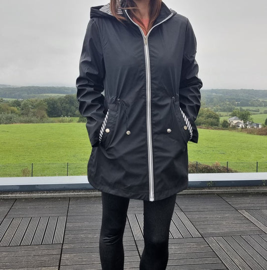 New Lolo - Manteau mi long léger imperméable noir - Curvy