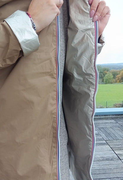 Imperméable réversible long mi-saison garnissage ouate Marque Laura Jo Camel / Doré