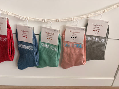 Chaussettes hautes pailletées “Fabuleuse”