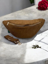 Sac banane velours cotelé couleur Camel