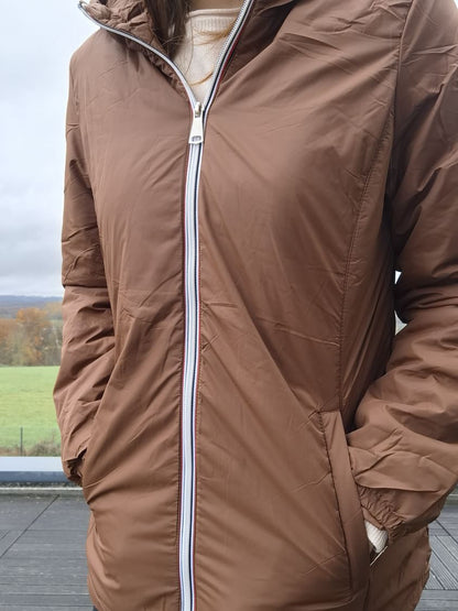 Melya Melody - Manteau court fourré imperméable légerement cintré camel