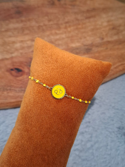 Bracelet à chaîne fine signe astrologique coloré