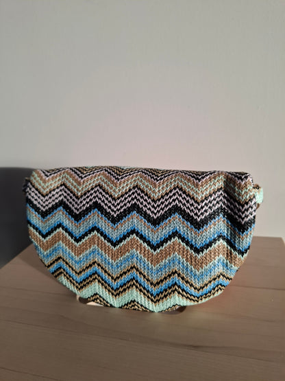 Sac banane en tissu à motif zigzag multicolore