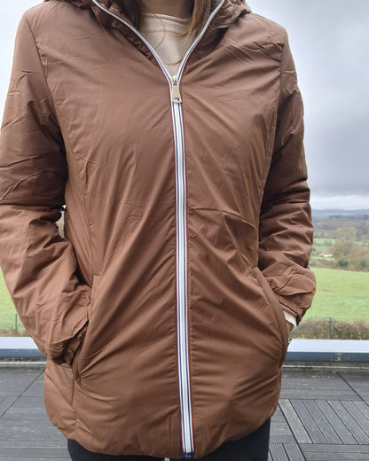 Melya Melody - Manteau court fourré imperméable légerement cintré camel