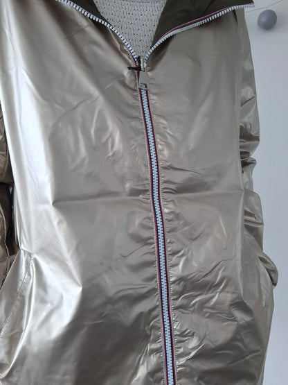 Manteau imperméable réversible mi-long léger Kaki/doré