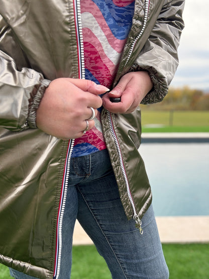 Laura Jo - Imperméable long doublé en fausse fourrure couleur bronze