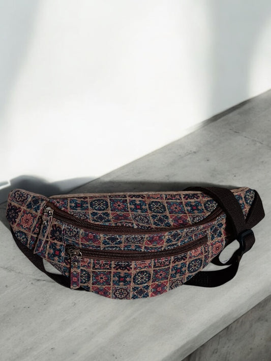 Sac banane en liège motifs « mosaïque » - 2 poches