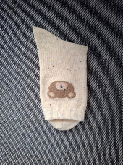 Paire de chaussettes blanches en coton à motif ours