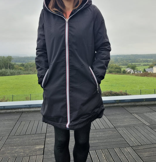 New Lolo - Manteau long NOIR réversible, imperméable et complètement fourré non resserrable à la taille