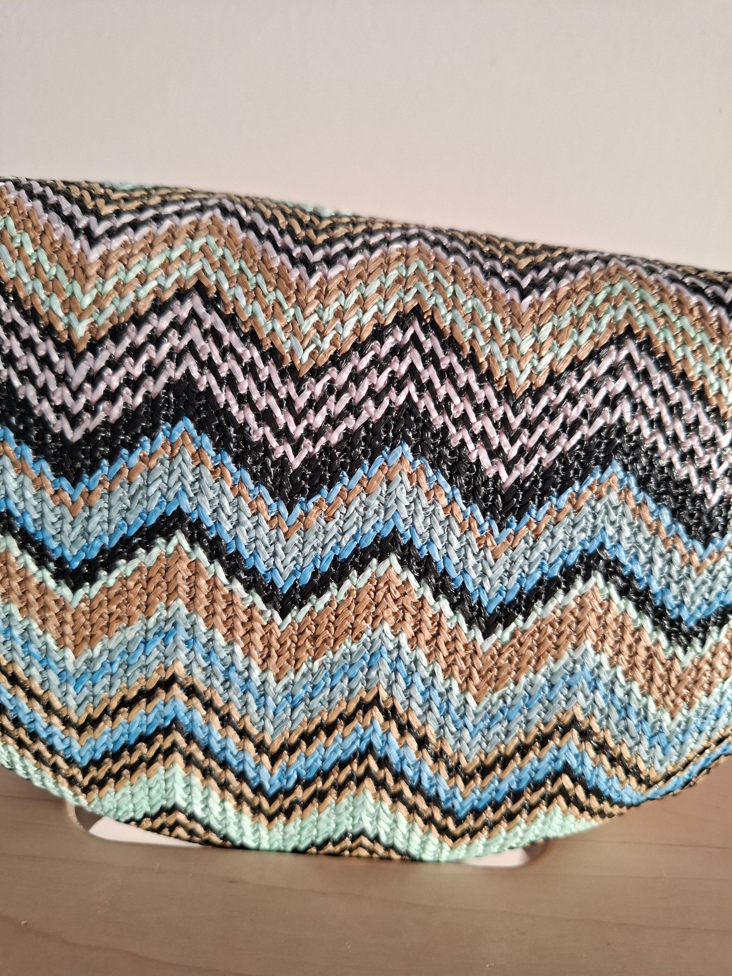 Sac banane en tissu à motif zigzag multicolore