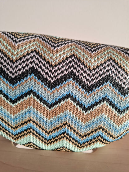 Sac banane en tissu à motif zigzag multicolore