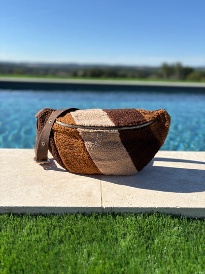 Sac banane XL peluche marron