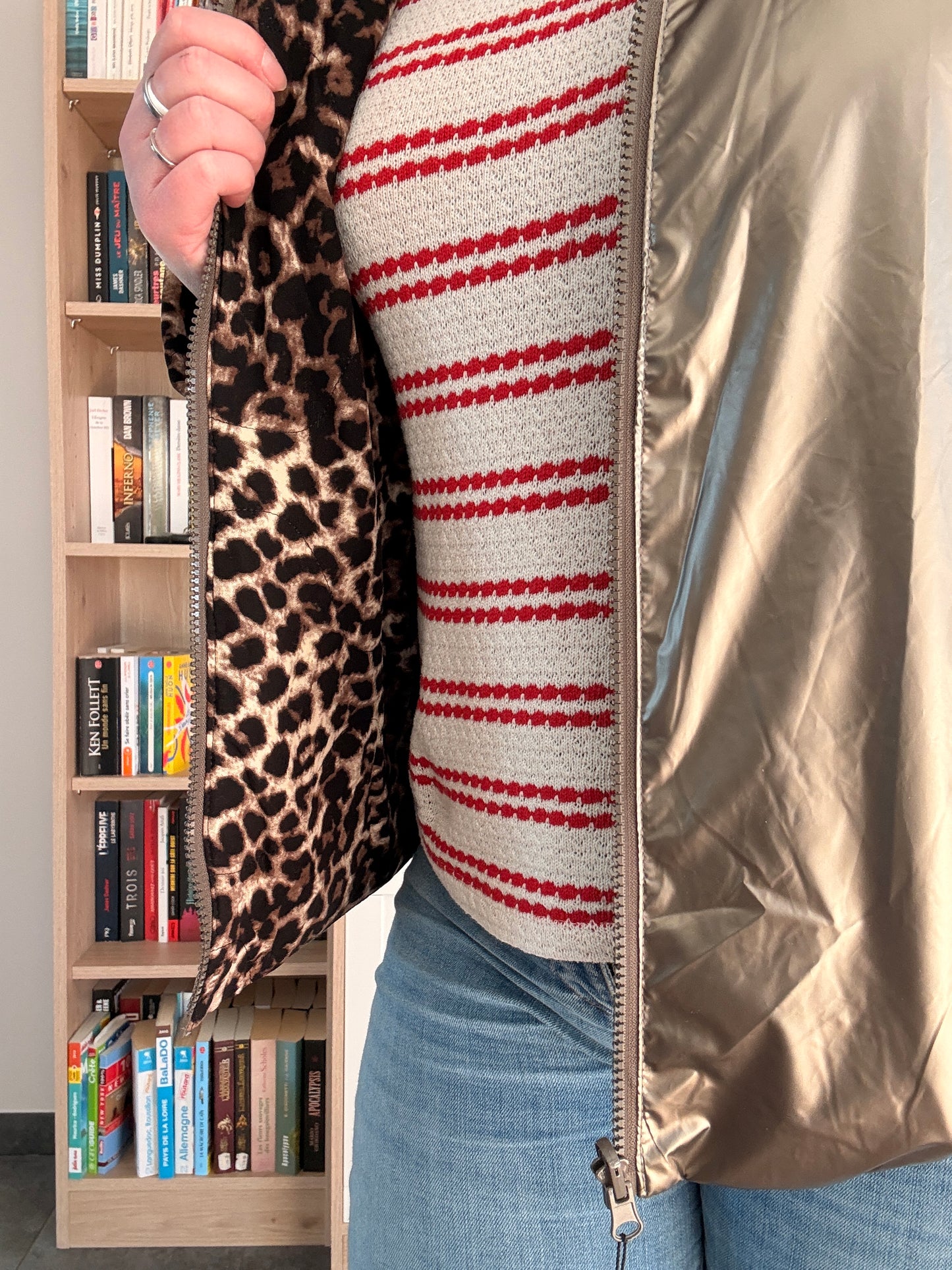 Laura Jo - Imperméable bronze réversible léopard court mi-saison garnissage ouate