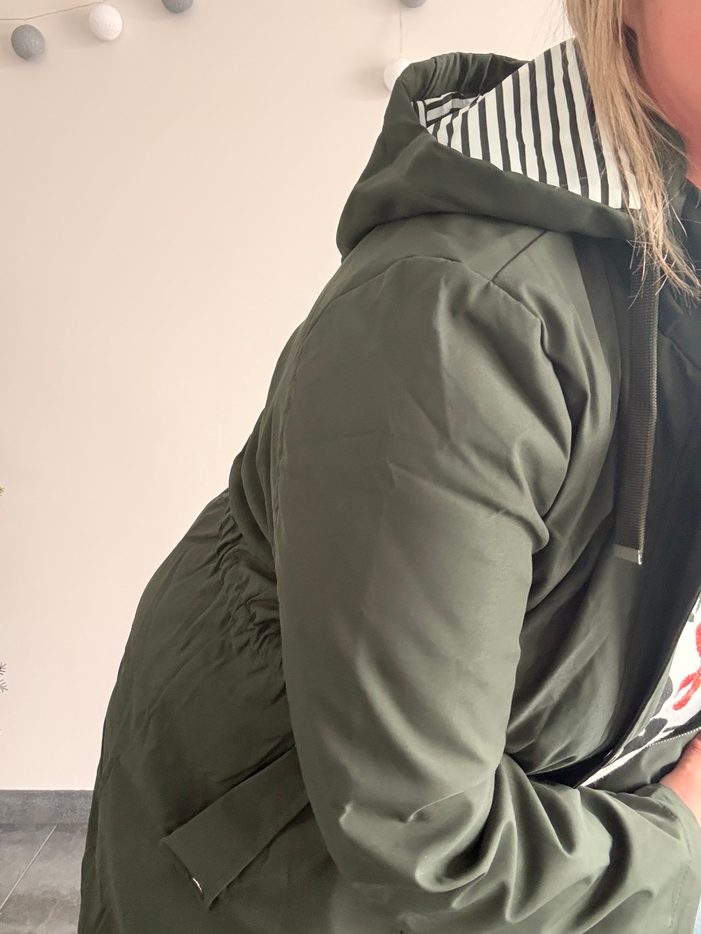 Manteau long type trench ciré hauteur genoux kaki fourré imperméable - Curvy