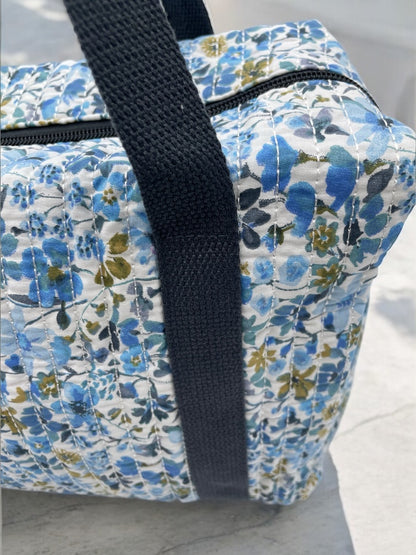 Sac week end voyage coton matelassé liberty bleu foncé