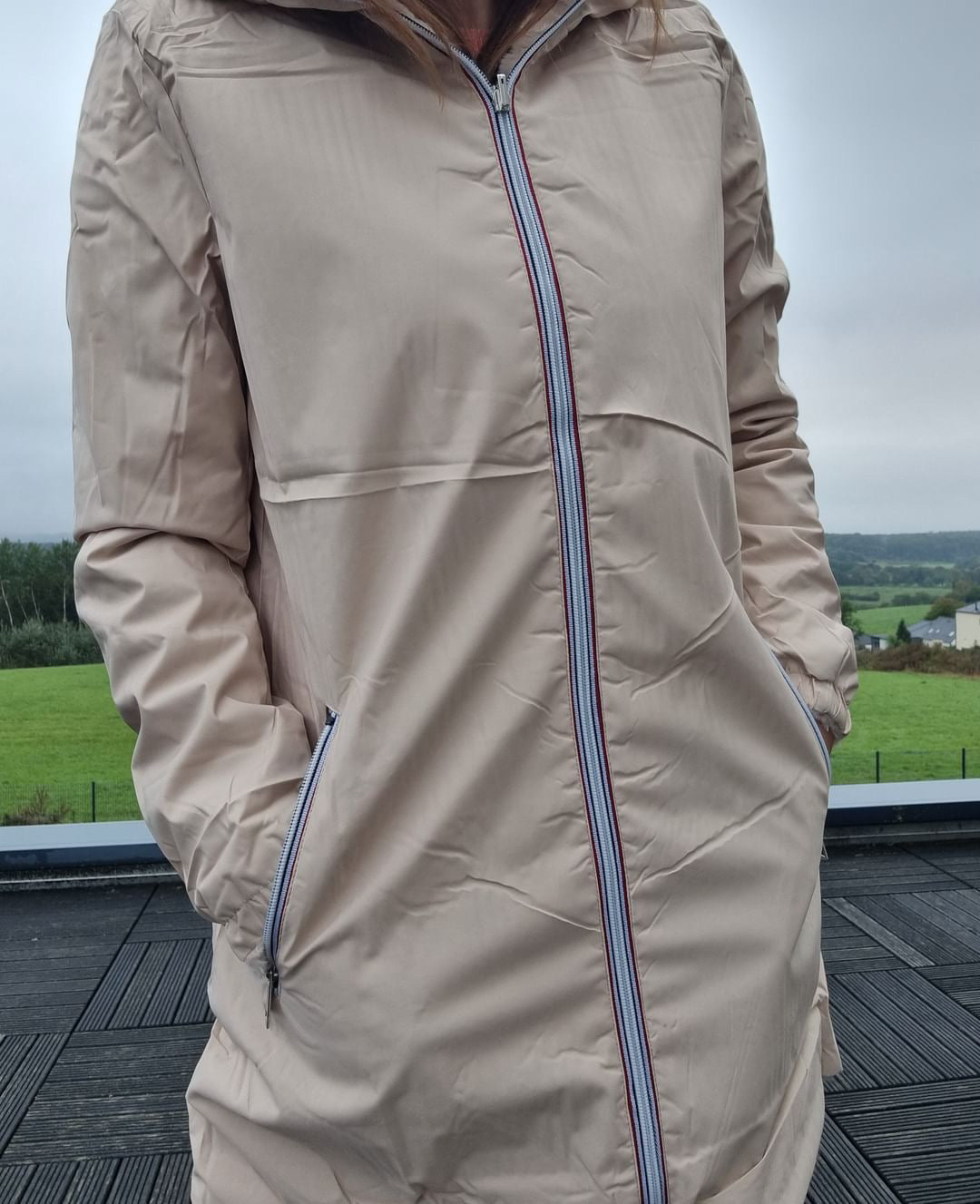 New Lolo - Manteau long fourré réversible imperméable beige