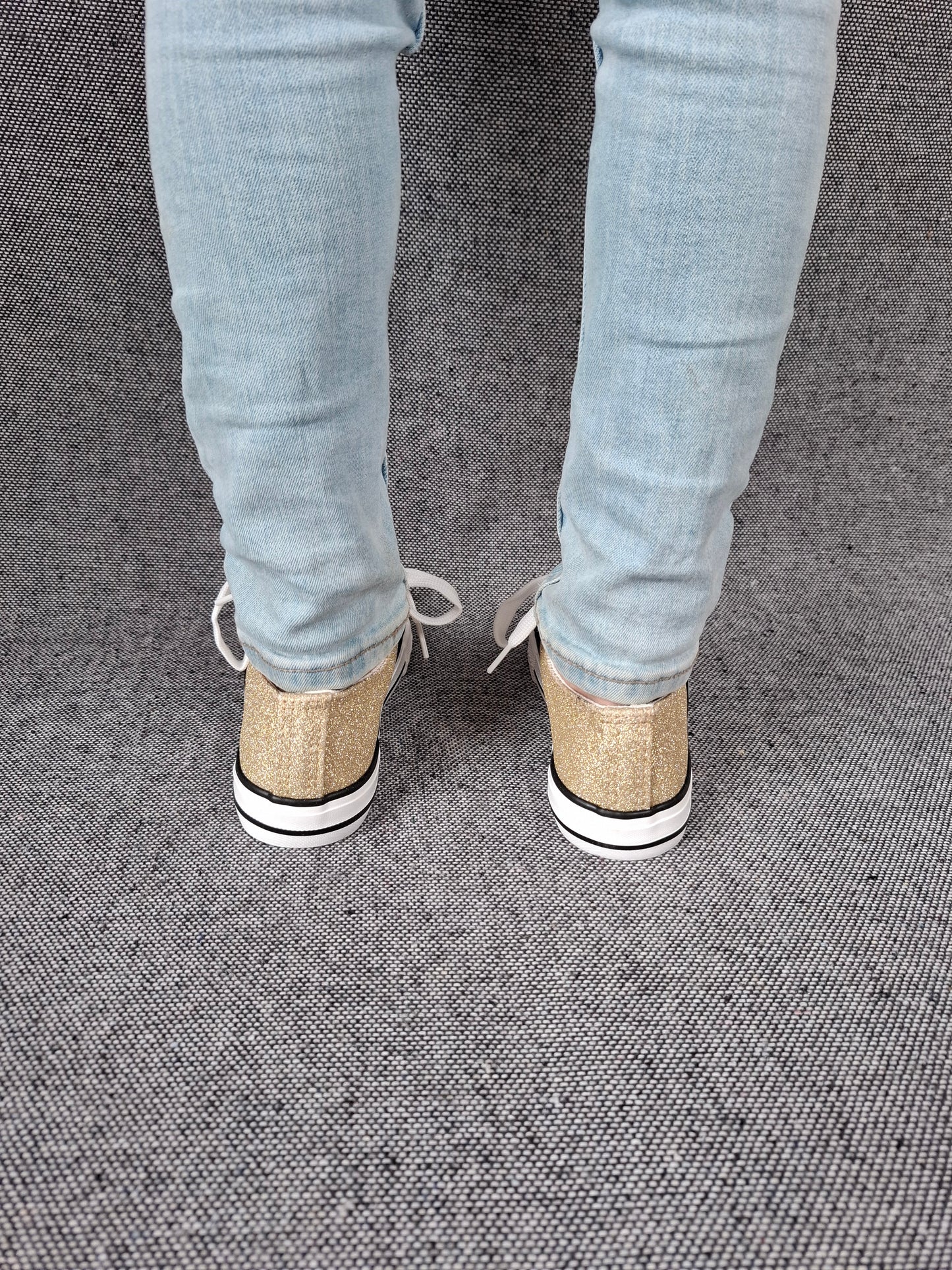 Chaussures baskets en toile paillettes gold - Enfant
