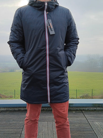 Laura Jo - Doudoune HOMME longue imperméable et réversible matelassé bleu marine