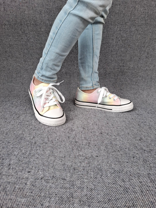 Chaussures baskets en toile pastel multicolores - Enfant