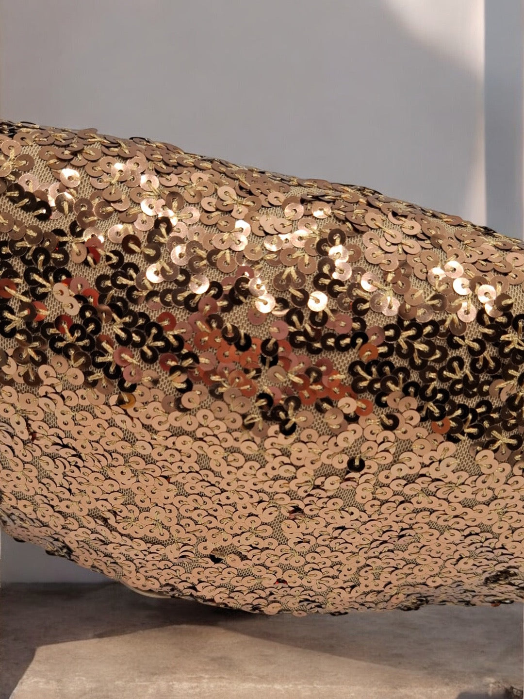 Sac banane tissu et sequins champagne cuivre