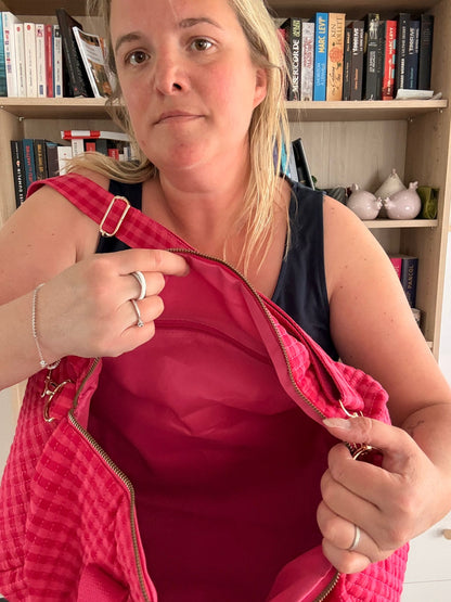 Sac Polochon Matelassé Carreaux Rouge – Sac de Voyage Cabine Femme