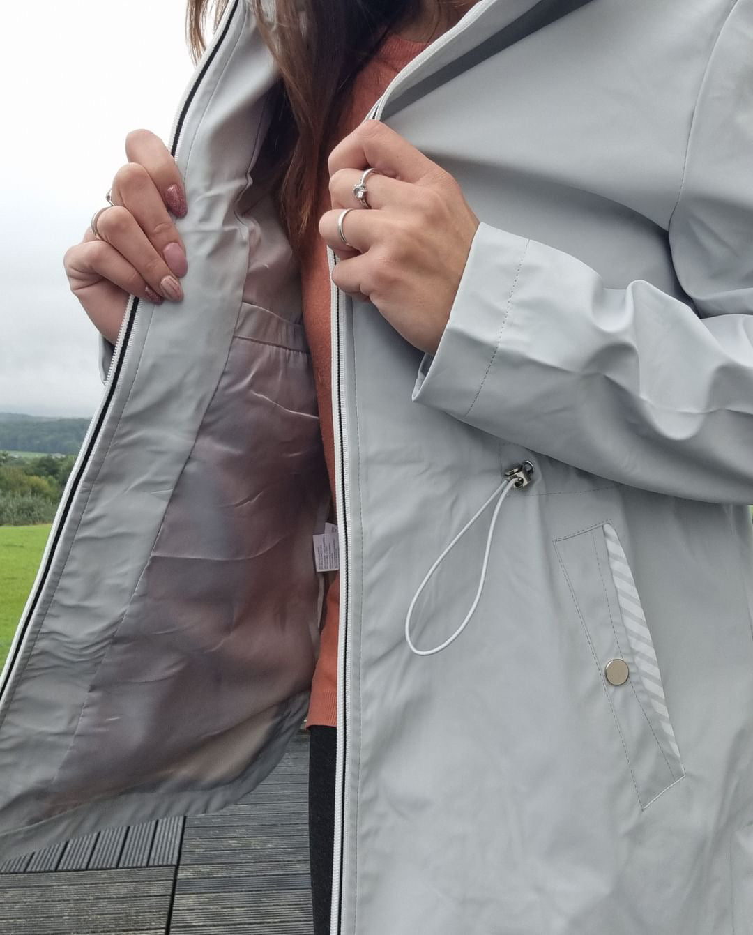 New Lolo - Manteau mi long léger imperméable gris