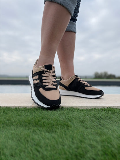 Chaussures baskets noir et marron style sneakers new balance