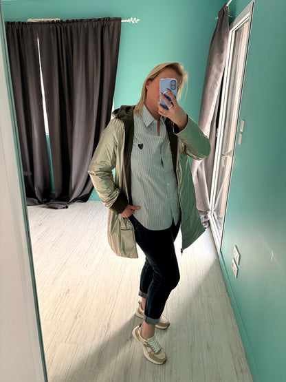 Laura Jo - Imperméable réversible long mi-saison garnissage ouate kaki / doré