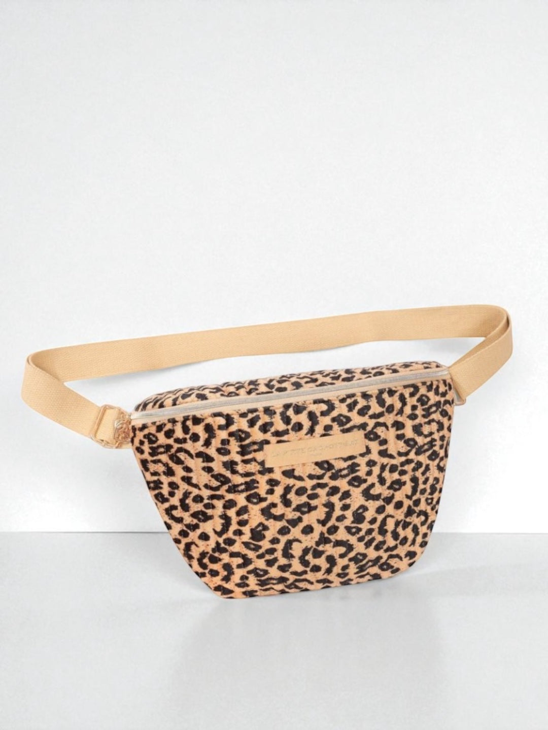 Sac banane en velours côtelé léopard camel noir « La Ptite cachottière »