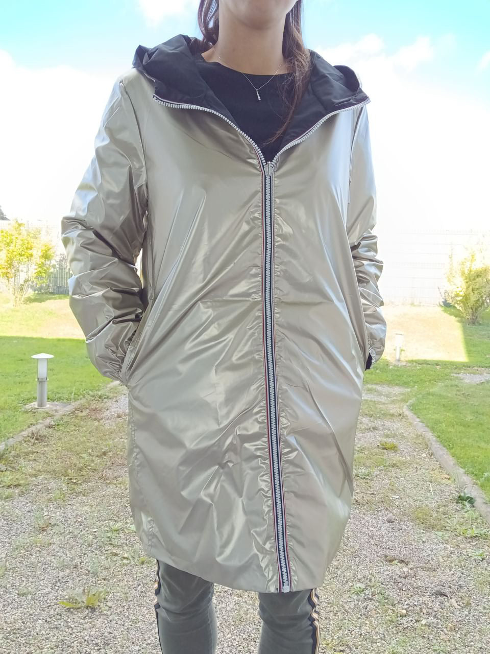 Manteau long réversible imperméable Melya Melody noir doré