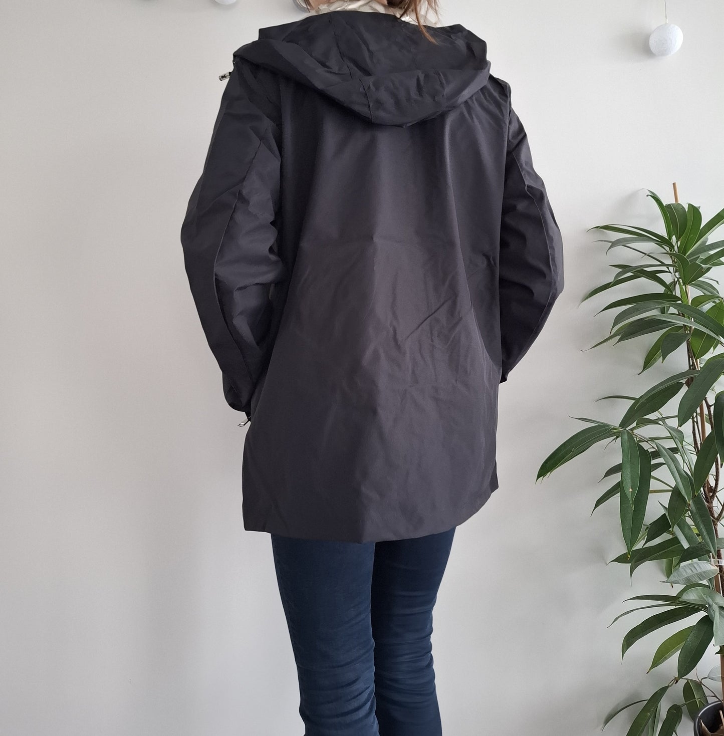 Manteau imperméable réversible mi-long léger Noir/doré