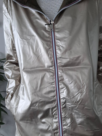 Manteau imperméable réversible mi-long léger Kaki/doré