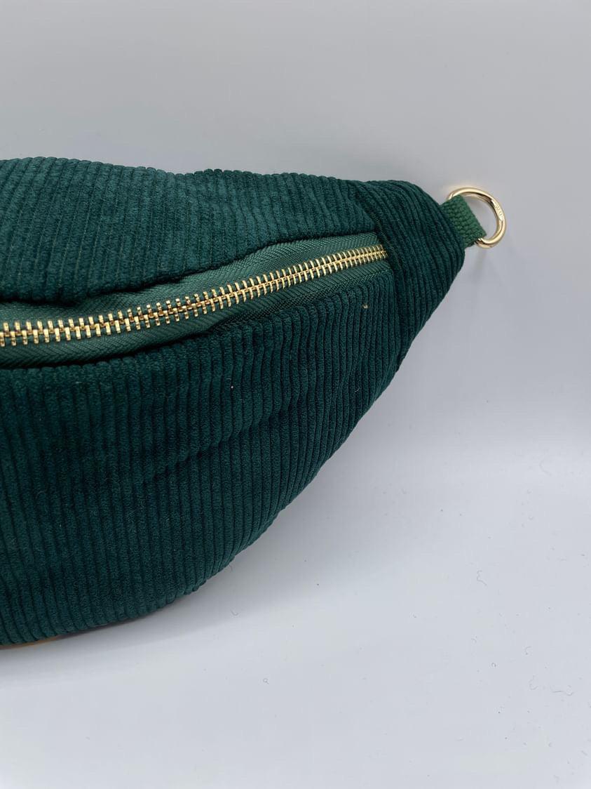 Sac banane velours côtelé couleur vert forêt