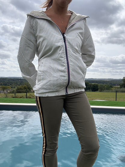New Lolo - Manteau court mi fesses léger imperméable réversible doré capuche intérieur marin beige blanc - Curvy