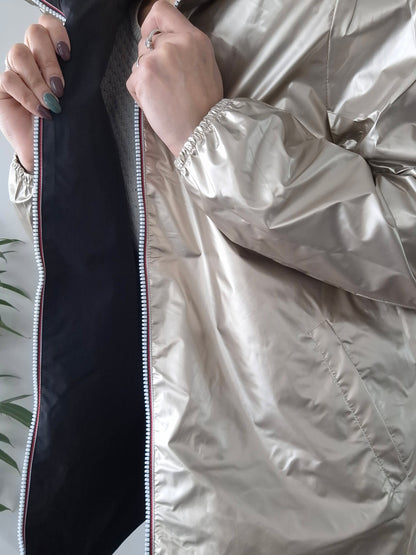 Manteau imperméable réversible mi-long léger Noir/doré