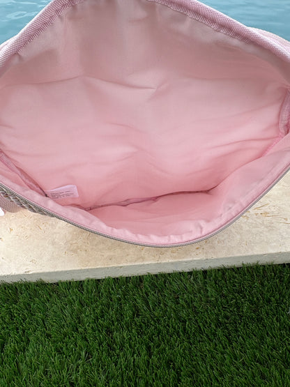 Sac banane en coton matelassé liberty baies rose crème  « La Ptite cachottière »
