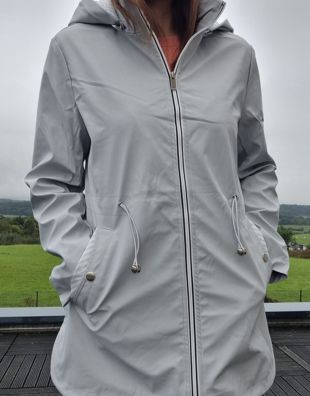 New Lolo - Manteau mi long léger imperméable gris