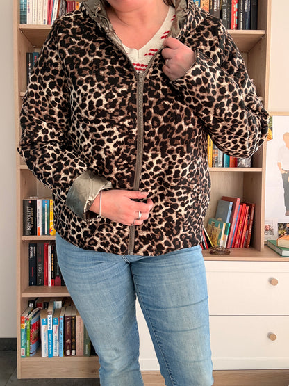 Laura Jo - Imperméable bronze réversible léopard court mi-saison garnissage ouate