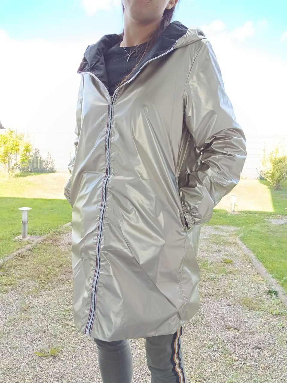 Manteau long réversible imperméable Melya Melody noir doré