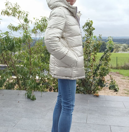 Melya Melody - Manteau court réversible et imperméable matelassé kaki/doré