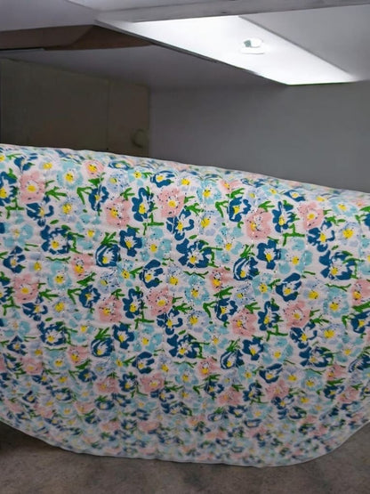 Sac banane en coton liberty fleuri bleu tons rouge « La Ptite cachottière »