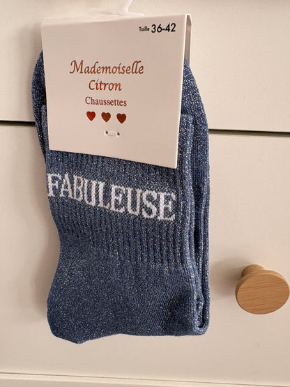 Chaussettes hautes pailletées “Fabuleuse”