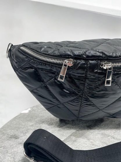 Sac banane XL matelassé effet doudoune noir