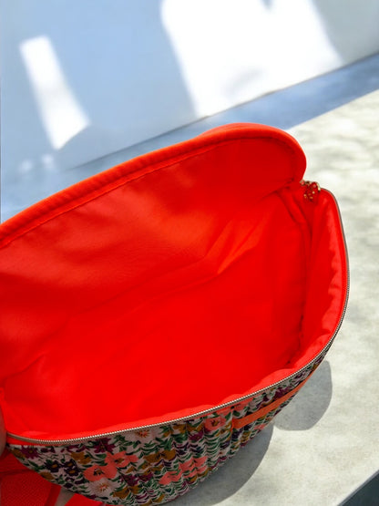Sac banane en coton liberty fleuri orange  « La Ptite cachottière »