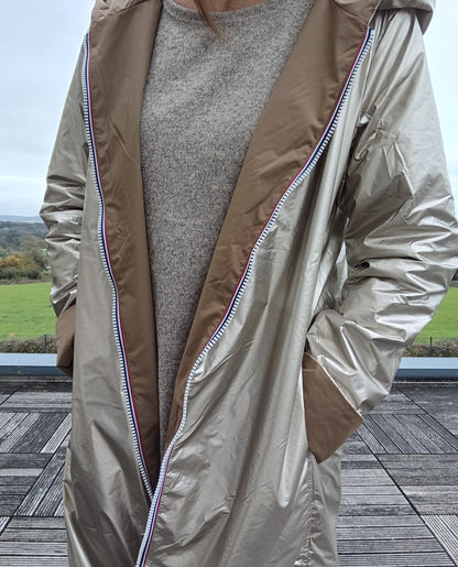 Imperméable réversible long mi-saison garnissage ouate Marque Laura Jo Camel / Doré