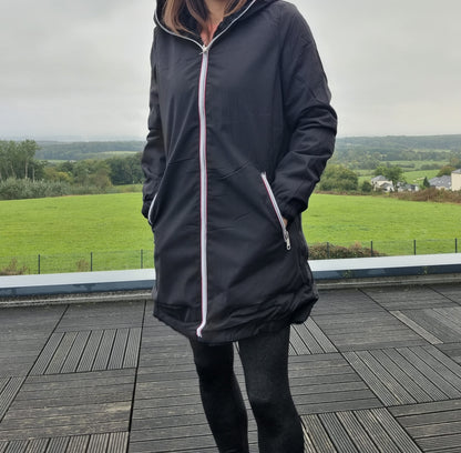 New Lolo - Manteau long NOIR réversible, imperméable et complètement fourré non resserrable à la taille